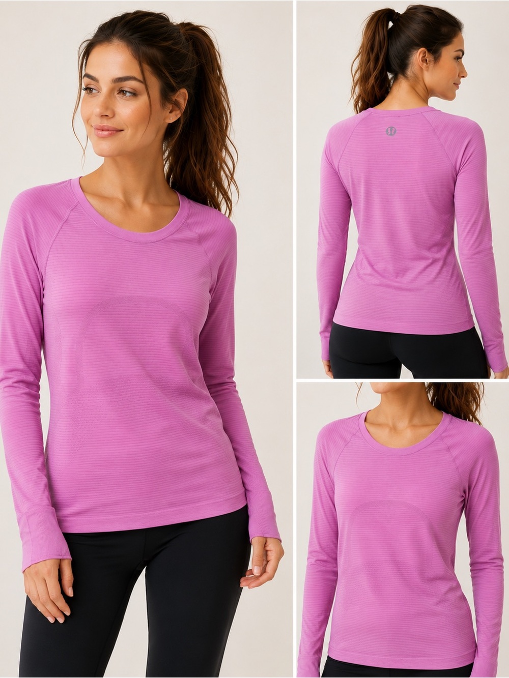 Lululemon Pink Seamless Long Sleeve Training Top Size Approx-Small